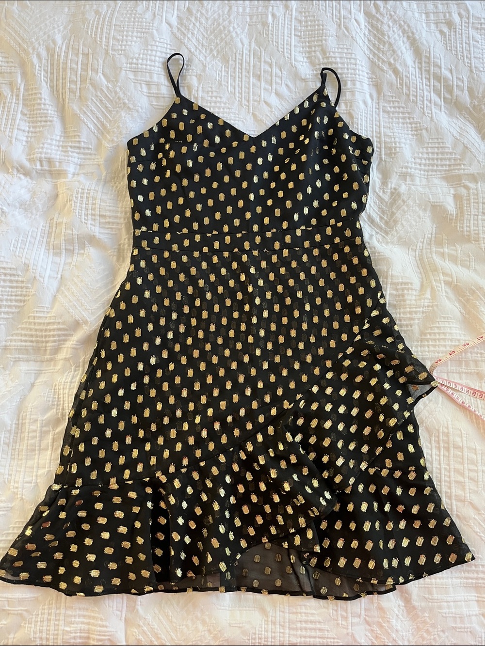 Banana Republic Black Mini Slip Dress with Gold Dot Accents